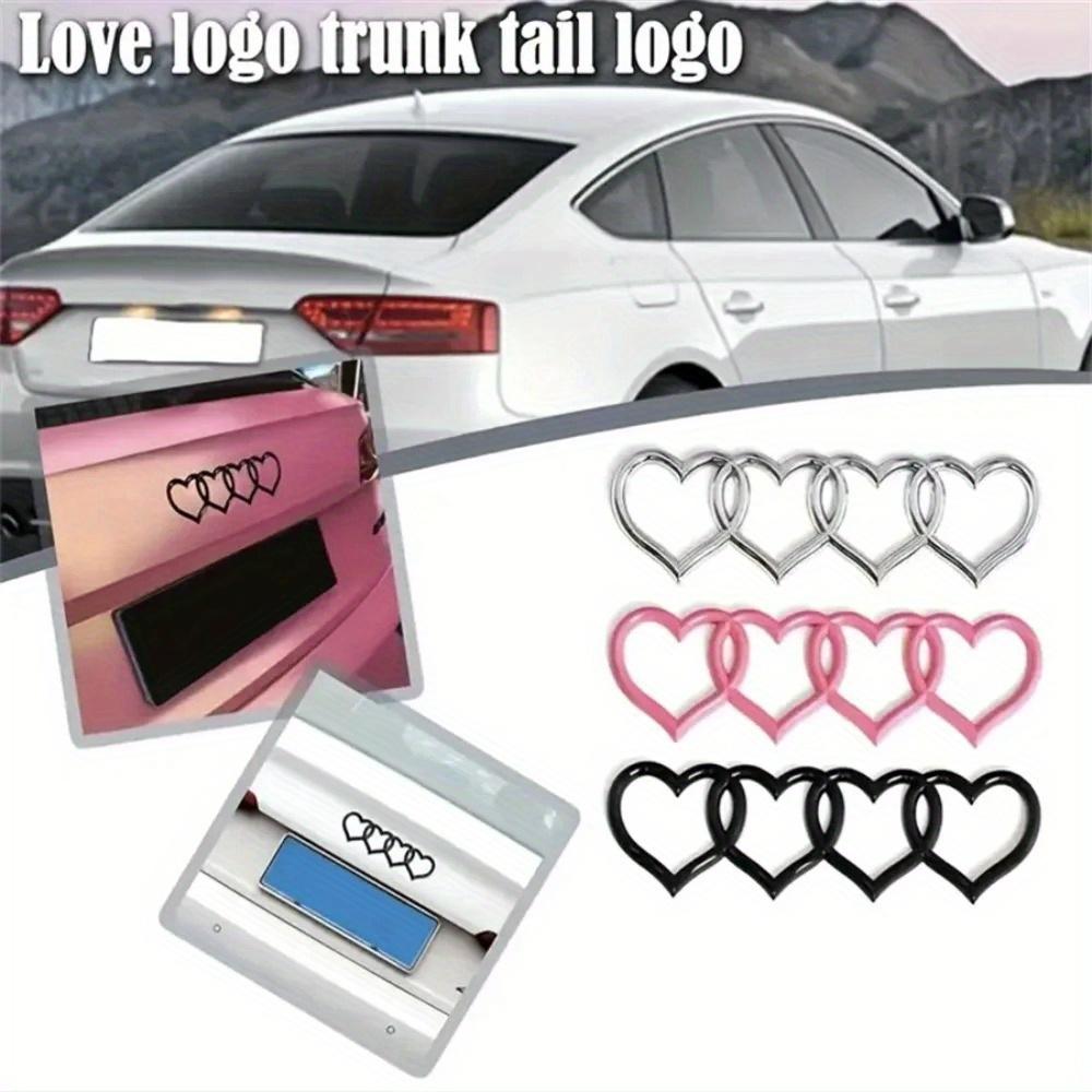 Car Logo Modification Love Four-Ring Rear Tailgate Heart-Shaped Sign Creative Decoration Sticker Suitable for Car Tail Badge Modification Love Tail