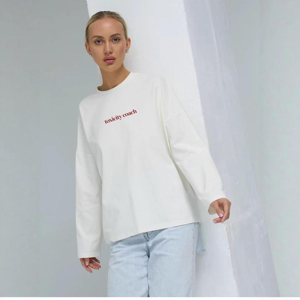 Versatile Mid-Length Women's Long-Sleeve Pure Cotton T-Shirt – European/American Autumn Style