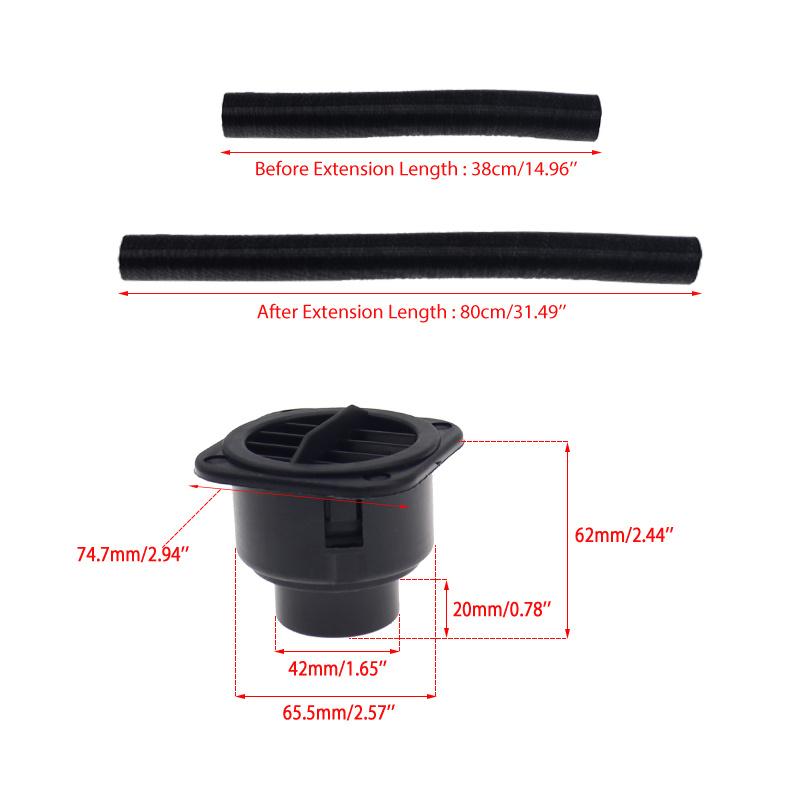 60/75/42mm Car Heater Replacement Kits Air Diesel Parking Heater Ducting Pipe Air Vent Outlet Hose Tube Connector w/Hose Clips