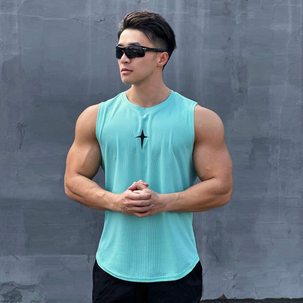 Ärmellose Weste Herren Schnelltrocknend Sportlich Slim Kurzarm T-Shirt Ins Fitness Übergröße Basketball Trainingskleidung