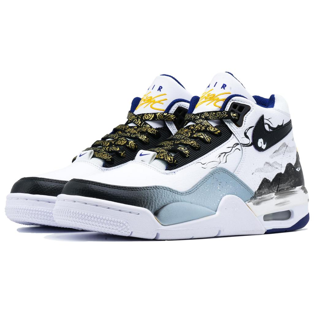 Nike Flight Legacy Resistente al Deslizamiento Resistente a la Abrasión Zapatillas de Baloncesto de Caña Alta Vintage para Hombre Negro Blanco BQ4212-102(Equipo720-)