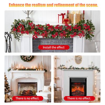 Red Berry Christmas Garland Multi-Purpose Holly Berries Artificial Garland Christmas Decoration Wreath Outside Winter Wall Decor