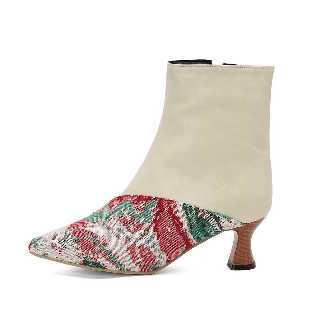 Fashion Sexy Strange Thin Heel Splicing Chelsea Ankle Boots Women Autumn Winter Shoes Woman Pointed Toe High-Heeled Fashion Short Bootie