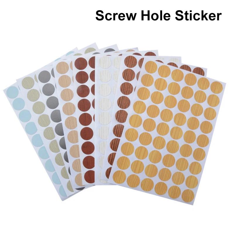 54pcs/Sheet Self Adhesive Furniture Screw Cap Cover Stickers Round Stickers for Home Wood Craft Desk Cabinet Decorative Decals