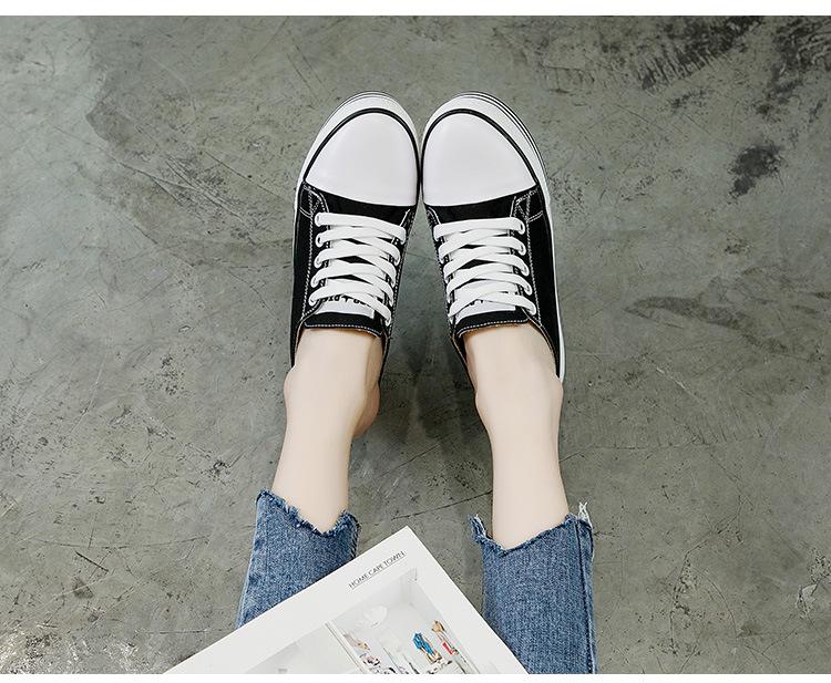New Women's Height-Enhancing Canvas Slippers: Round Toe, Lace-Up, Thick-Soled Casual Shoes for Spring & Summer