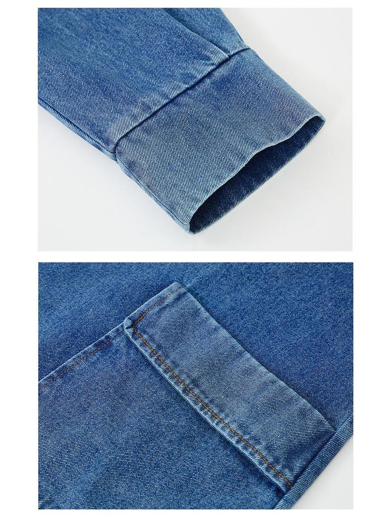 Dámská džínová bunda střední délky s velkými kapsami - Ležérní zeštíhlující trenčkot na jaro a podzim