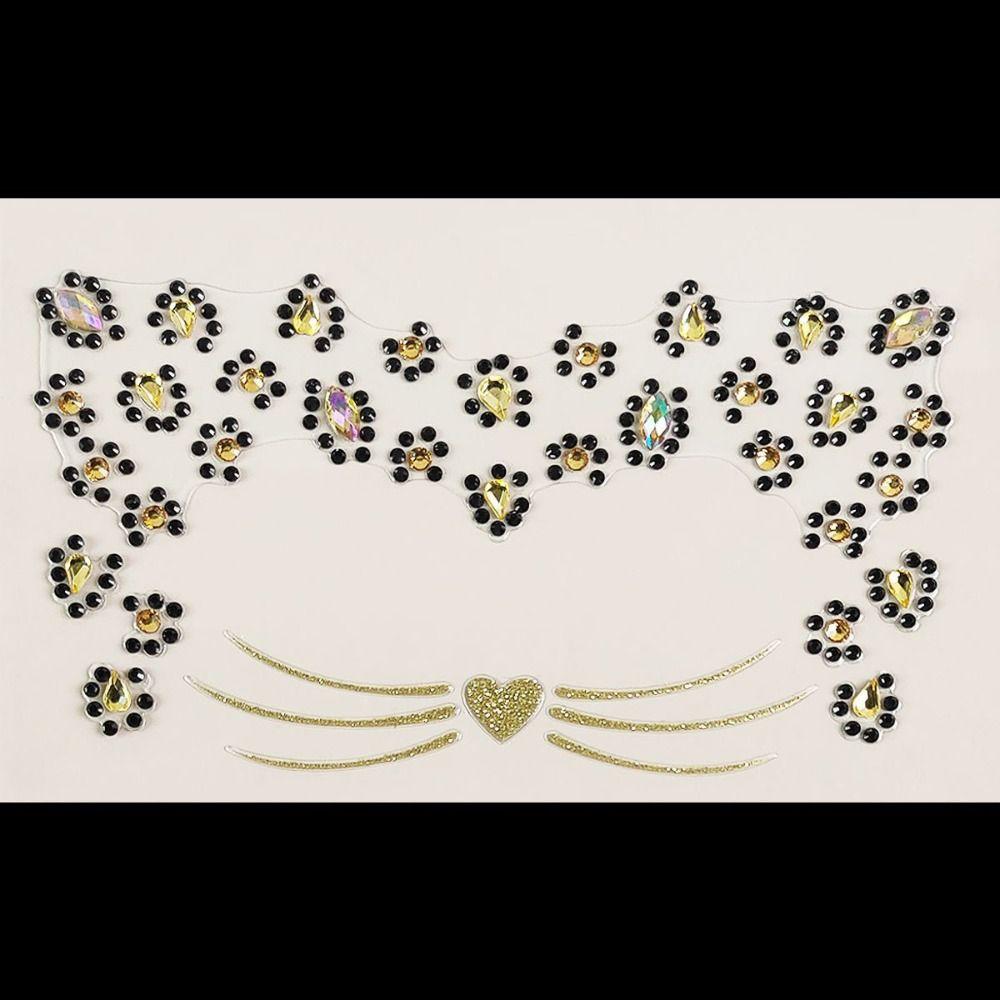 

Long Lasting Cat Face Tattoo Acrylic Tattoo Stickers Natural Fake Cat Face Stickers Girls 01