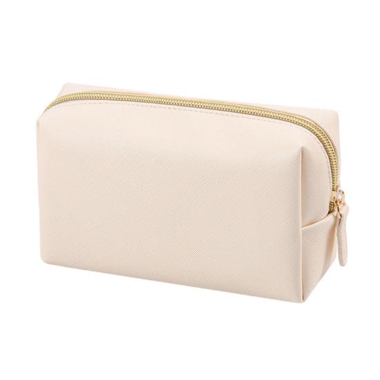 

Портативная косметичка из искусственной кожи, водонепроницаемая однотонная косметичка, органайзер для туалетных принадлежностей для ежедневного использования, путешествий, деловых поездок бежевый