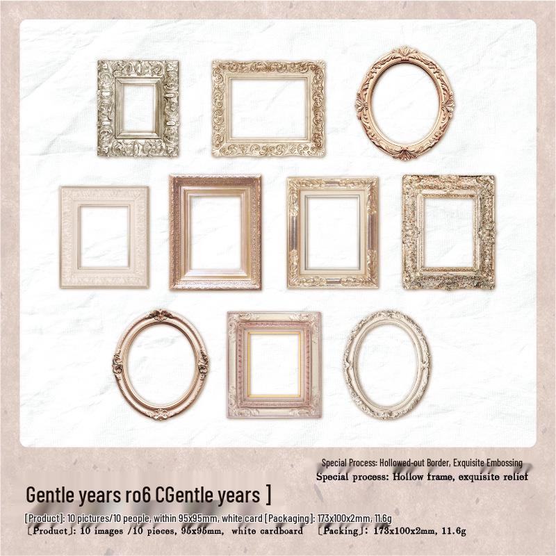 Retro Embossed Collage Card: Re-forged Love Series - Romantic Floral Frame Background, 8 Styles