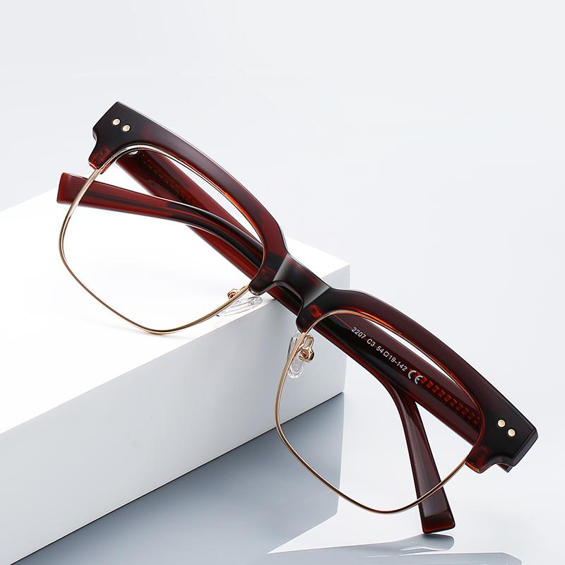 Rivet Frame Square Nearsighted Glasses For Men Blue Light Blocking Oversized Finished Glasses Nearsighted 0 -0.5 -0.75 To -6.0