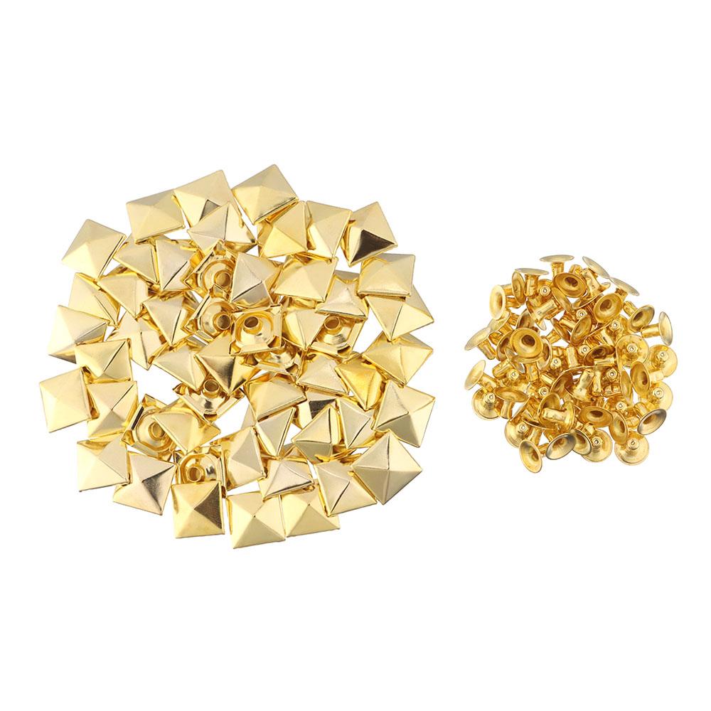 50Sets Fashion Shoes Bag Decor Garment Aceessories Fix Studs Cloth Button Square Rivets Metal Spikes