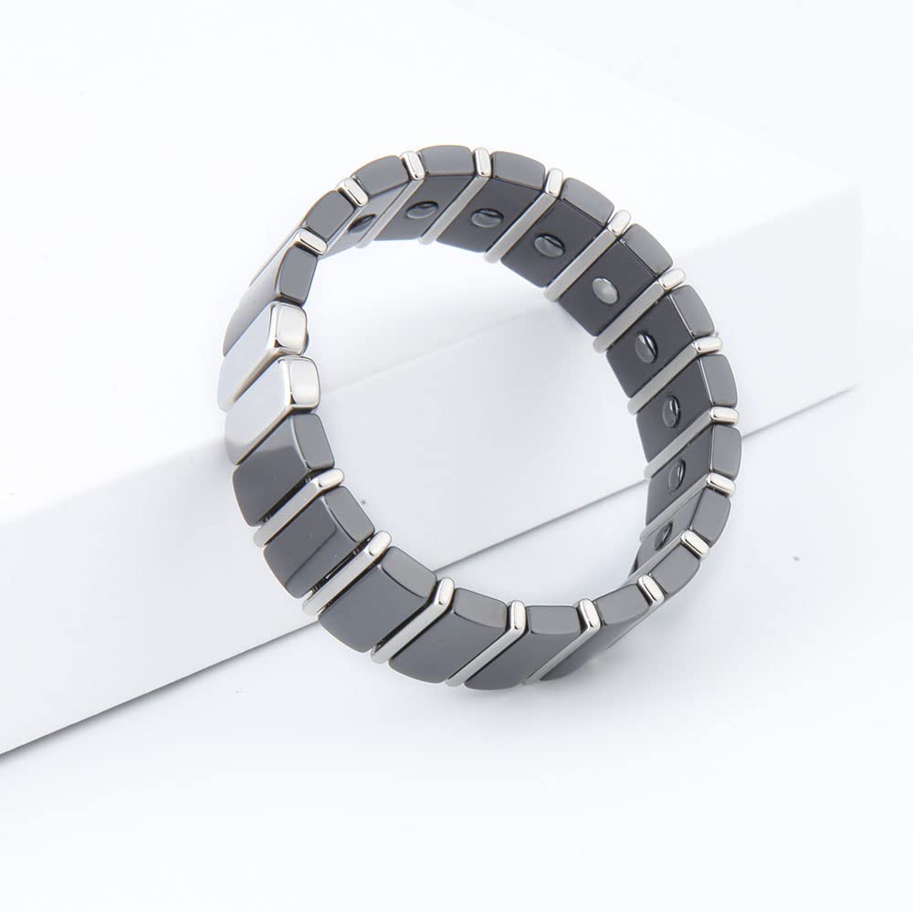 Hachi Ceramic Bangle with Germanium Bracelet for Men and Women, Magnetic Bangle, Anti-Static Bracelet, Health Accessory (18cm, Black)