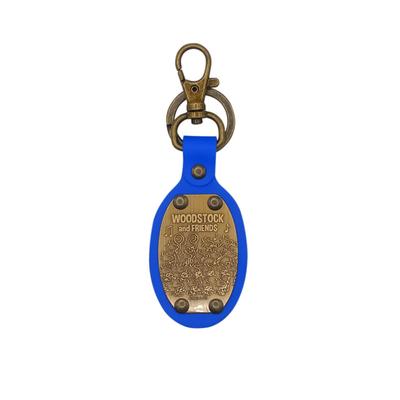 Ushikubo Kogei Snoopy Oval Deri 40mm Geniş x 110mm Uzun x 4mm Anahtarlık, Woodstock, Mavi, Kalın, SN-322
