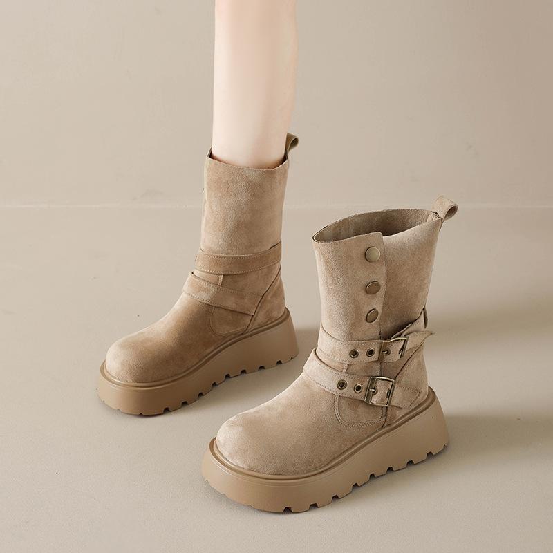 British style platform heightening Martin boots women's new small slim medium tube knight short boots in autumn and winter 2025