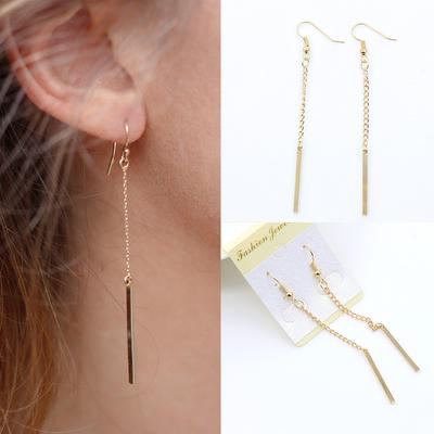 Fashion Long Simple Earrings Geometric Metal Chain Earrings Elegant Ladies Tassel Earrings ARI