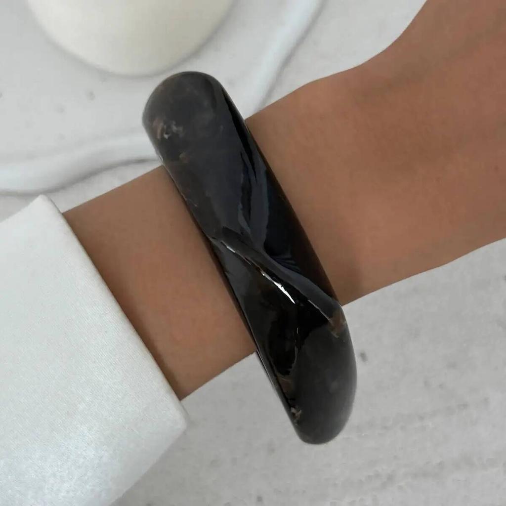 IngeSight.Z 3 Styles Exaggerated Vintage Resin Acrylic Bangle Women Punk HipHop Irregular Geometric Wide Bracelet Couple Jewelry