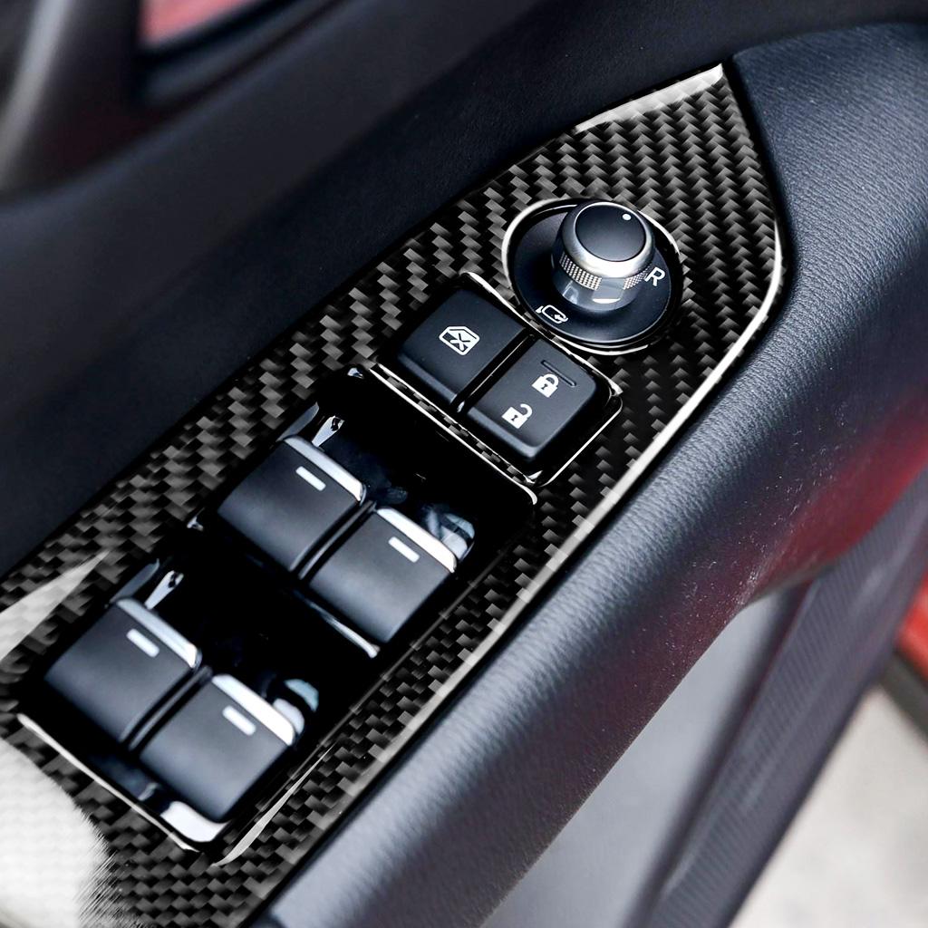 Window Lift Switch Button Panel Decoration Cover Trim Sticker Decal for Mazda CX-5 CX5 2017 2018 Car Accessories Carbon