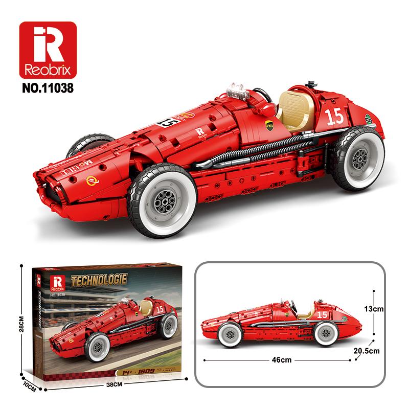 1809PCS Retro Formula 500 Racing Car Building Blocks 1:8 Car Model Bricks Desktop Ornament Kids Educational DIY Toy Holiday Gift