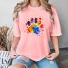 Dog Paw Pattern Cotton T-Shirt Short Sleeve Round Neck Women 2d Print Tops