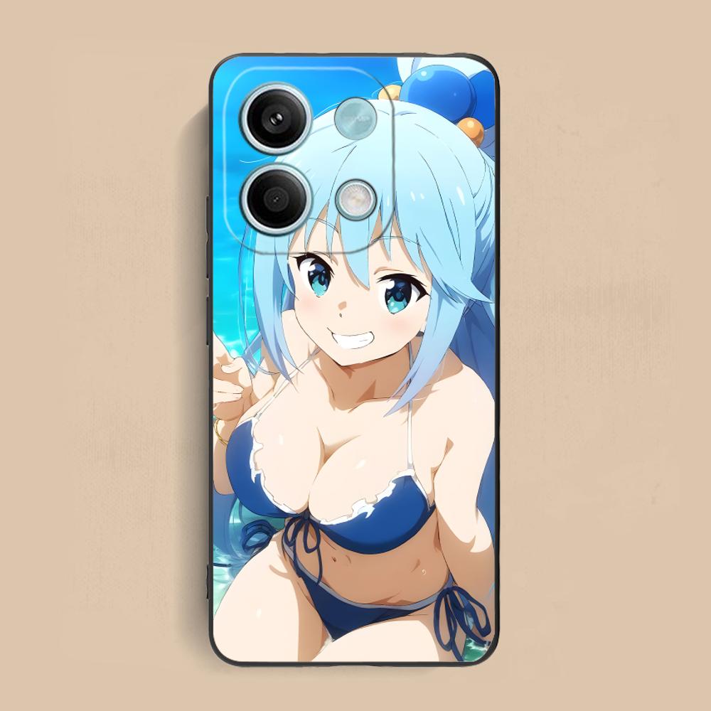 Konosuba Aqua Matte TPU Mobile Phone Case for Xiaomi Redmi 15 14 13 12 A5 3 2 1 C Plus 4G 5G Colorful Printing Cover