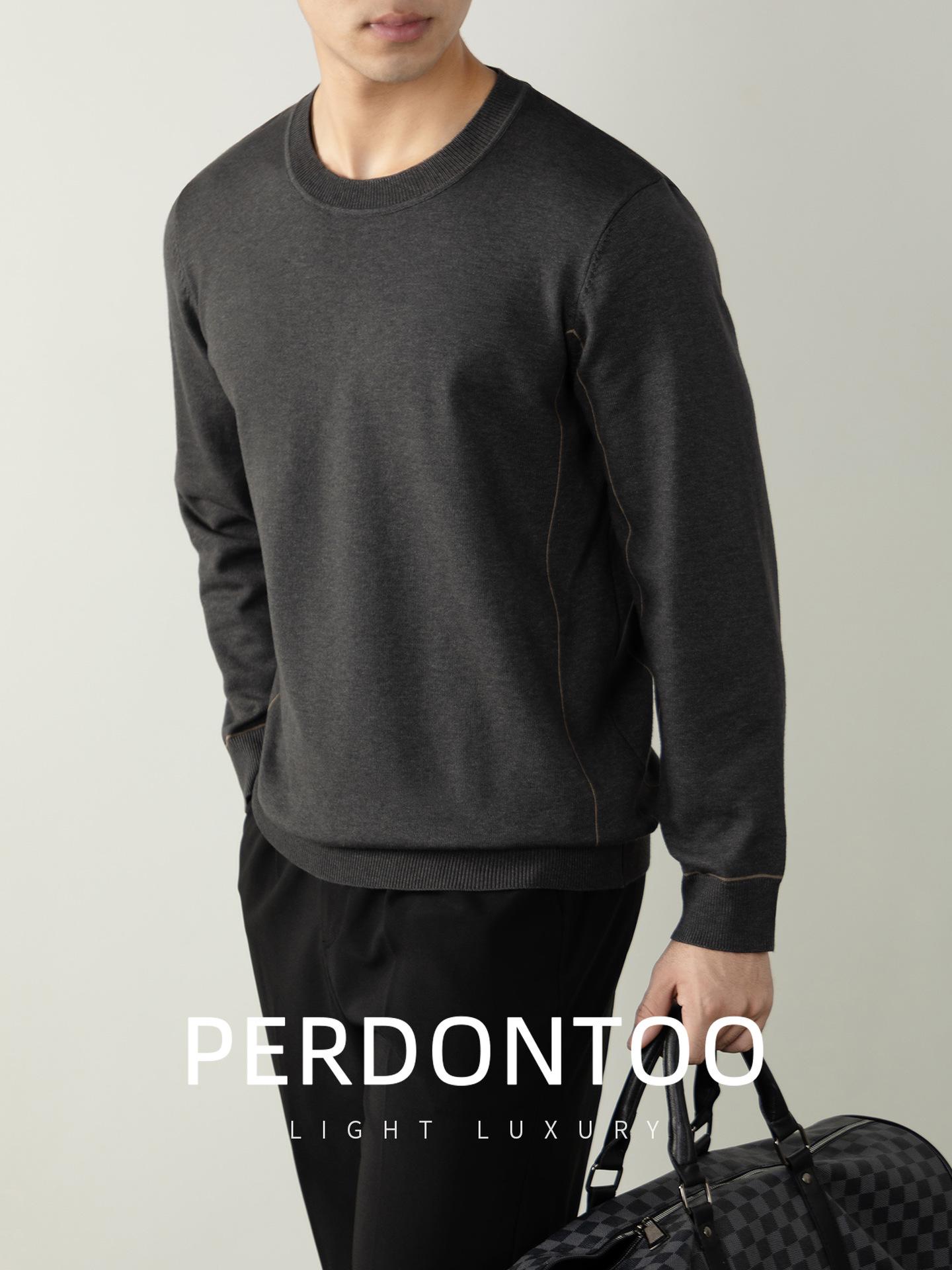 Machine Washable Luxurious Knitted Modal Wool Sweater with Gold Thread Design - Perfect for Autumn and Winter Commuting. M