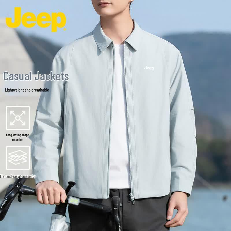 JEEP Men's Cotton-Blend Workwear Style Lapel Jacket