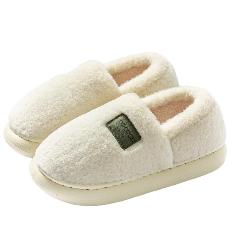 New cotton slippers women's indoor couple fleece warm household fluffy slippers autumn and winter
