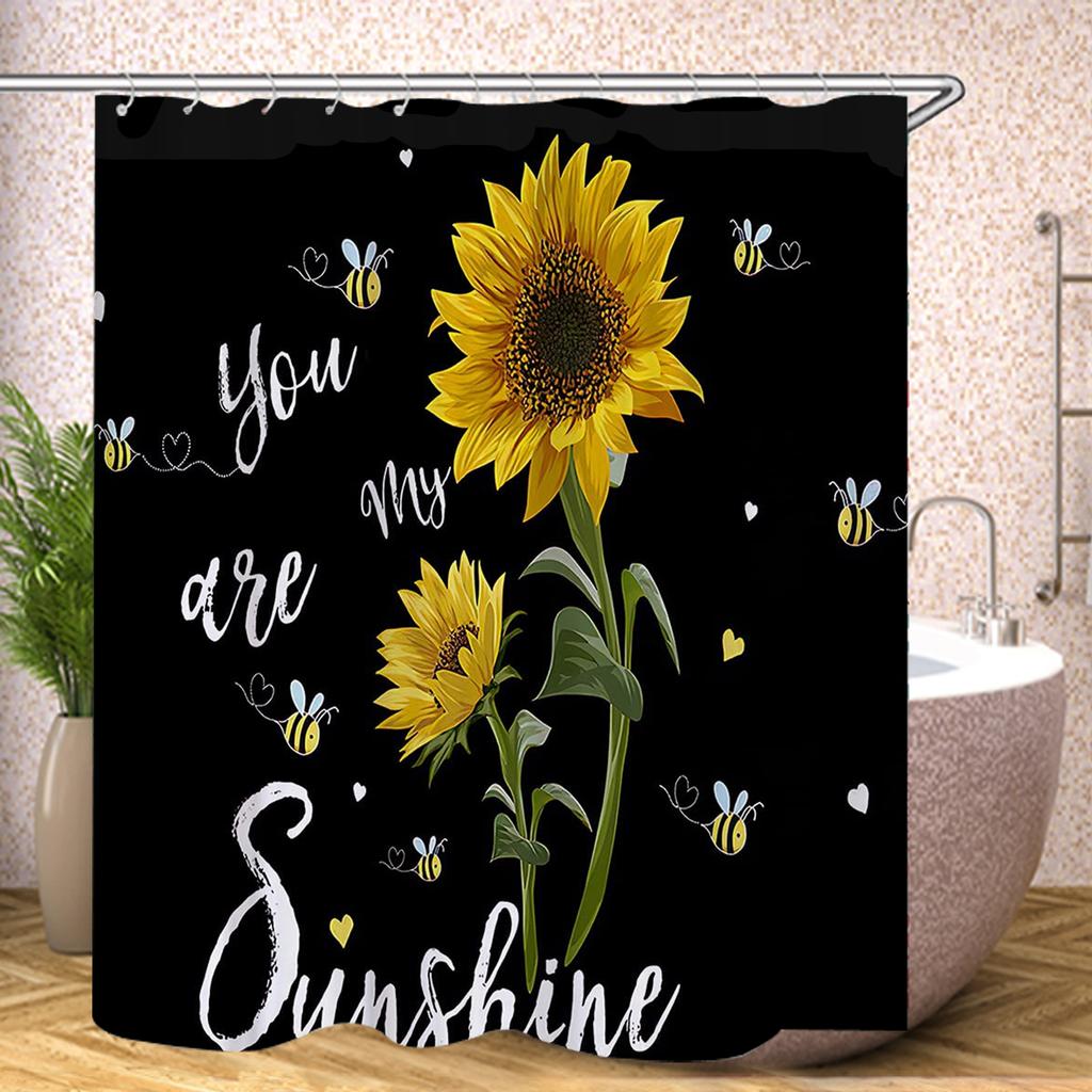Sunflower Flowers Red Rose Shower Curtain Bath Waterproof Curtains For Living Room Luxury Set Screen Bathroom Accessories Sets