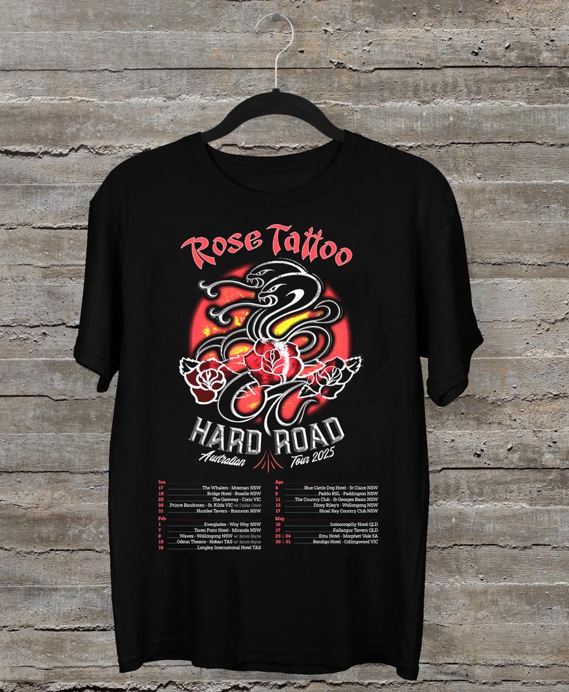 

Новая футболка с татуировкой розы, дата тура 2025, подарок фанатам, черная, все размеры, унисекс, VX18 XXL