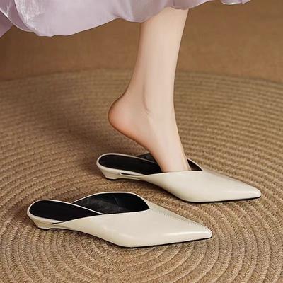 Mezze pantofole Baotou, Scarpe da donna Moda Primavera 2025, Temperamento, Pantofole Chunky, Sandali Chunky a punta, Scarpe per donna