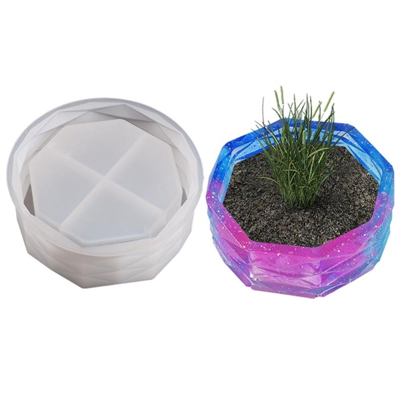 Geometric Succulent Flower Pot Silicone Molds Epoxy Resin Mold Plasters Storage Box Mold for DIY Resin Decoration