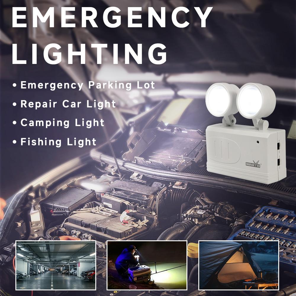 LED Emergency Lights Two Head Adjustable Commercial Emergency Lamp Fire Fighting Light Wall-mounted Rechargeable Exit Light