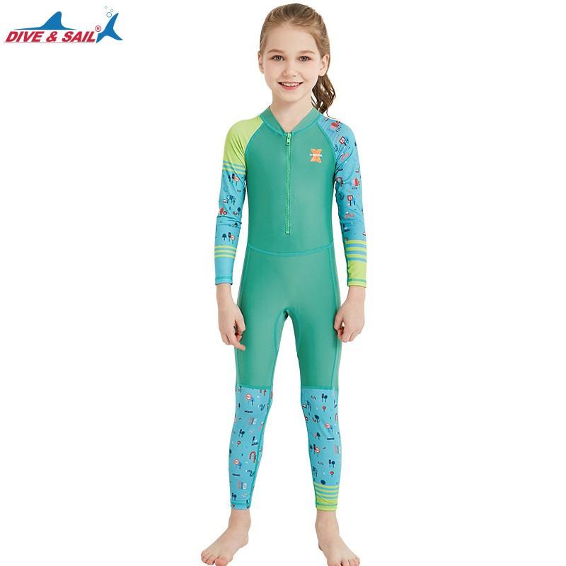 Kids UV Protection Rash Guard Swimsuit Long Sleeve One Piece Swimwear Snorkeling Beach Outdoor