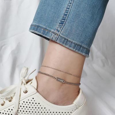 Women's Accessories Silver Gold Square Anklet