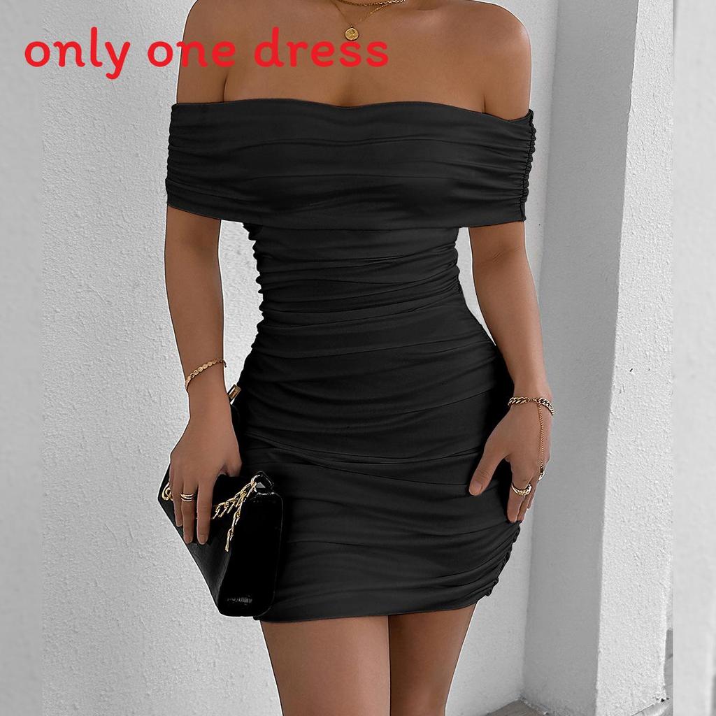 New Spring 2025 Satin Bodycon Dress With Off Shoulder Design For Women