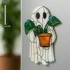 1pc Halloween Ghost Acrylic, Cute Ghost Holding Potted Plant Design, Four Seasons Decoration, Novelty Home Decor, Perfect Durable for Bedroom