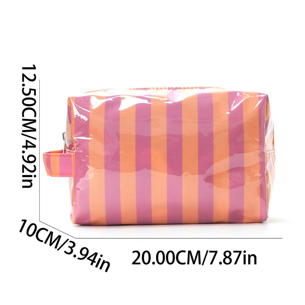 Striped Toiletry Bag Women's Travel Cosmetic Storage Bag Portable Casual Makeup Organizer for Business Trip