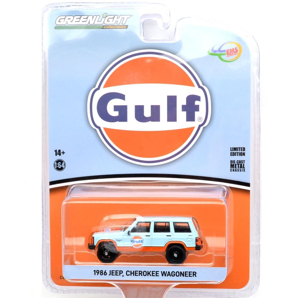GREENLIGHT Масштаб 1:64 Эксклюзив для Индонезии - 1986 Jeep Cherokee Wagoneer - Gulf
