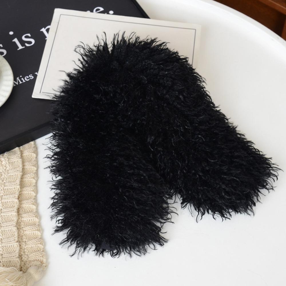 Solid Color Plush Scarf Versatile Neck Protection Scarf Cozy Imitation Wool Scarf For Women