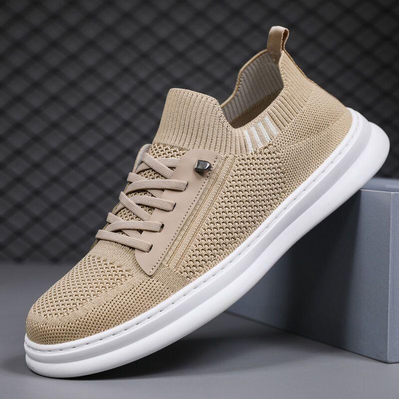 2025 Spring New Shoes for Men Mesh Casual Shoes Breathable Flat Skateboard Shoes Slip-on Sneaker
