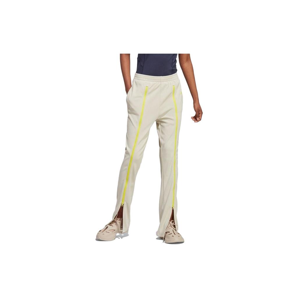 Adidas X Stella McCartney Collaboration SS23 Logo Print Flared Mid-Rise Fitted Knit Sports Pants Women Bottoms Light-Yellow IJ0599