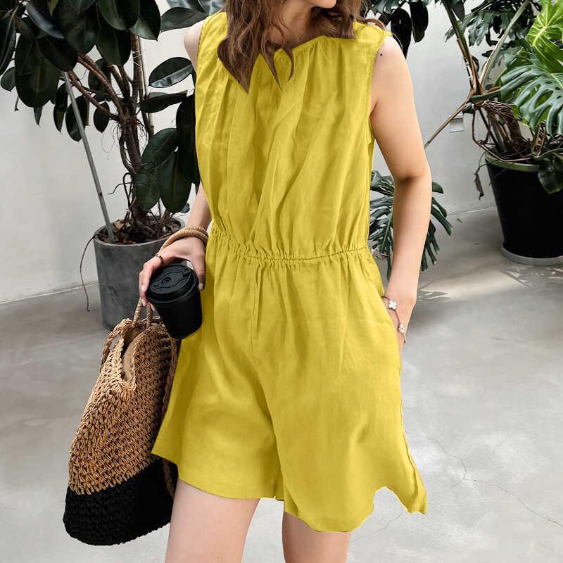 ZANZEA Women Casual Round Neck Sleeveless Summer Short Jumpsuits