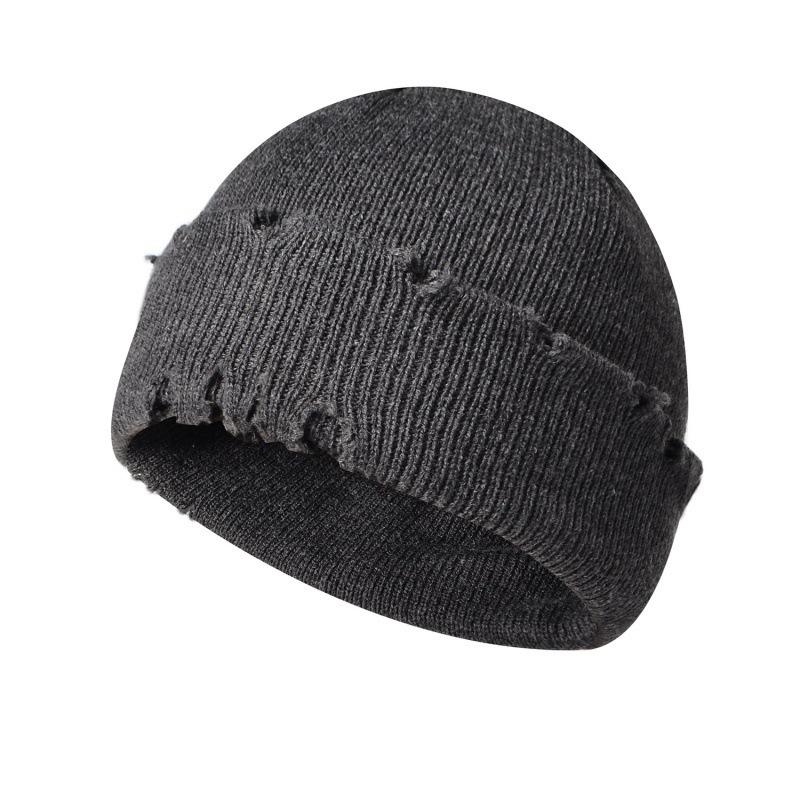 Winter new old broken knitted hat men's and women's dome neutral versatile beggar hat to keep warm wool
