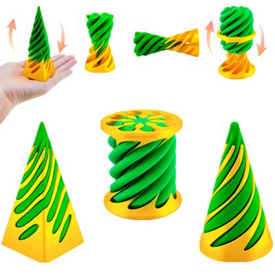 3Pcs/Set 3D Printed Spiral Cone Impossible Pyramid Passthrough Sculpture Spiral Cylinder Figurine Stress Anxiety Relief Kids Adults Educational Mini