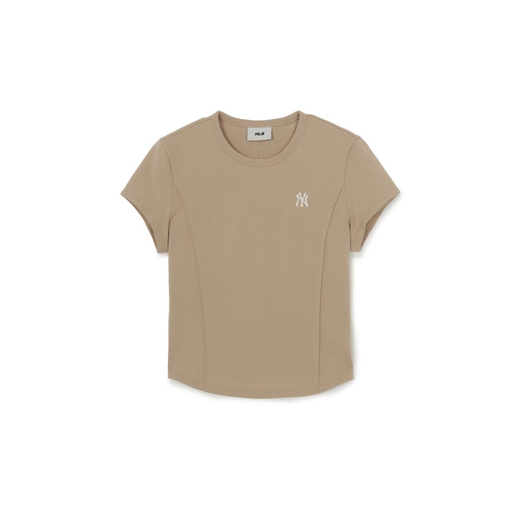 MLB New York Yankees Summer Breathable High-Quality Basic Solid Color Short Sleeve Embroidered Round Hem T-Shirt Women Tops 3FTSB1163-50SAM