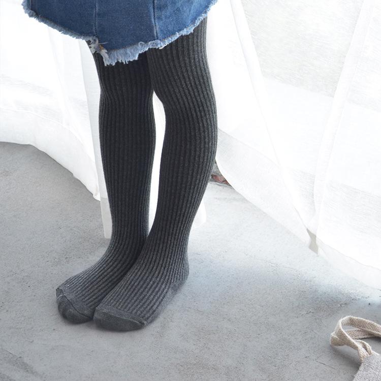 BOXDREAM Combed Cotton Kids' Tights - Striped Knit for Spring & Autumn