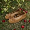 [High Silky Suede Leather] Spring Leather Women's Shoes Light Flat Sole Single Shoes Chicken Rolls Shoes Beans Shoes Mother Shoes Women