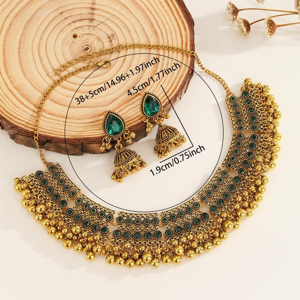 Premium Sense Full Diamond Dinner Necklace Earrings Necklace Set Versatile