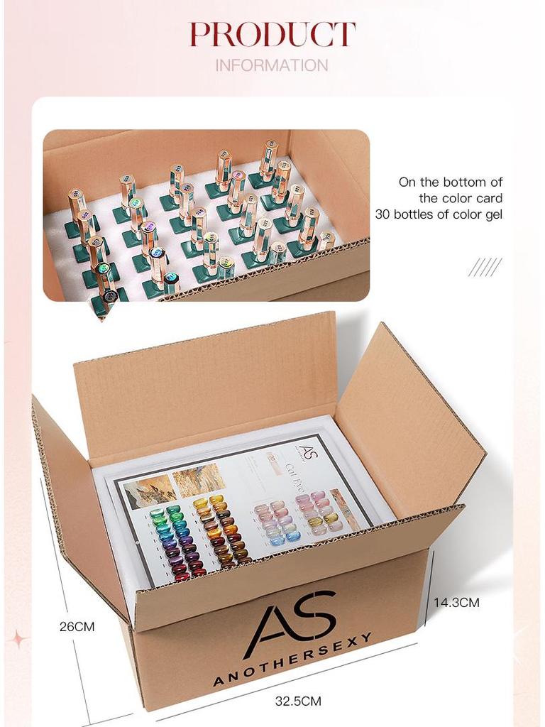 30 Shades Suspended Mirror Cat Eye Gel Polish Set with Glitter Glass Bead Effect