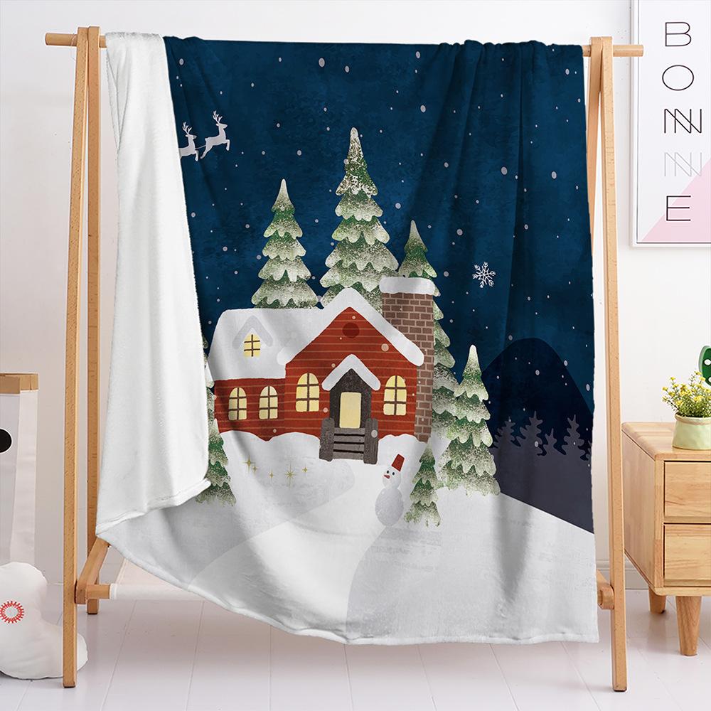 Blanket Flannel Blanket Christmas Illustration 3D Digital Printing Blanket Blanket Living Room